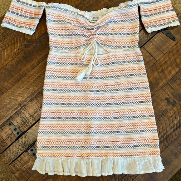 Tobi Multicolor Off-the-Shoulder Tiered Dress - Picture 2 of 3